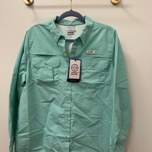 Wrangler Angler Mint Green Long Sleeve Shirt